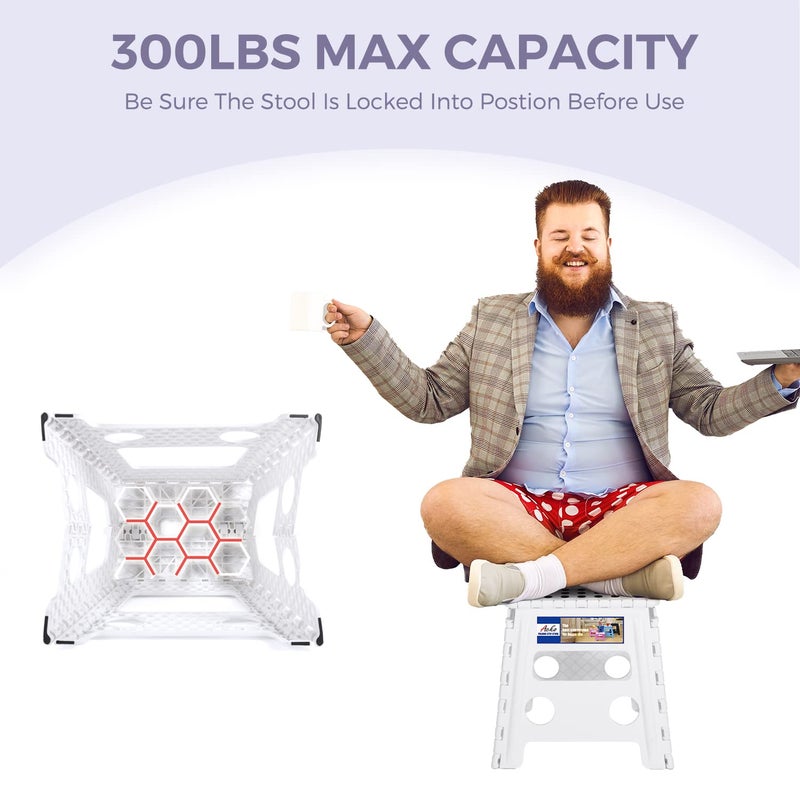 ACKO Folding Step Stool -13inch Height Premium Heavy Duty Foldable Foot Stool for Kids and Adults, Kitchen Garden Bathroom Stepping Stool White - Image 4